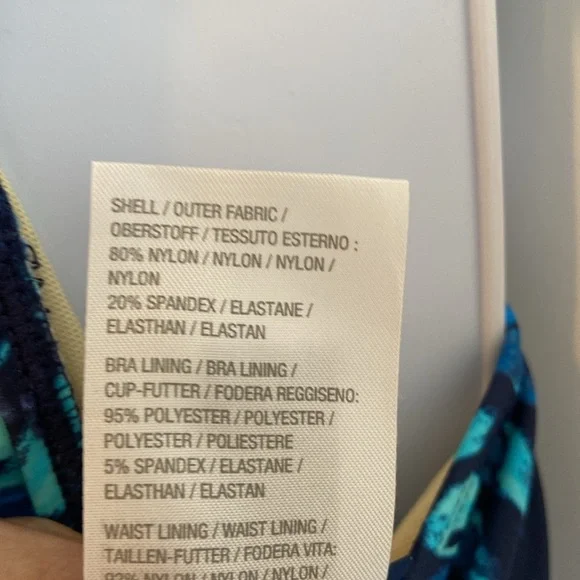 Denim & Co V Neck Wrap Front Swim Dress Azure Paint Brush Size 10 New - Picture 7 of 8